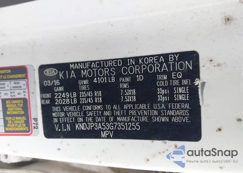 2016 Kia Soul + from USA, damaged, VIN KNDJP3A53G7351255